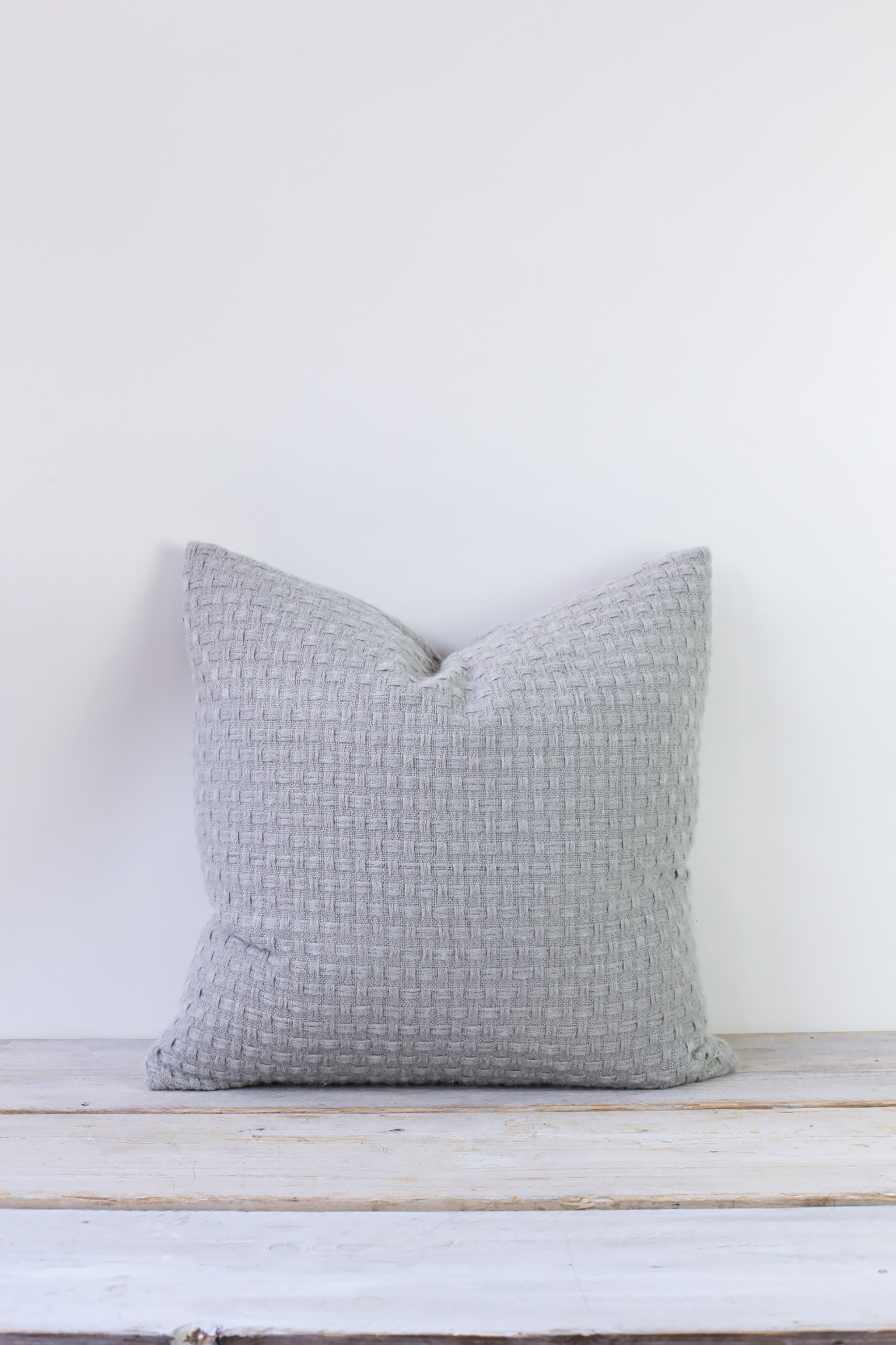 Light Gray and White Pillow Silver Grey Woven Geometric 